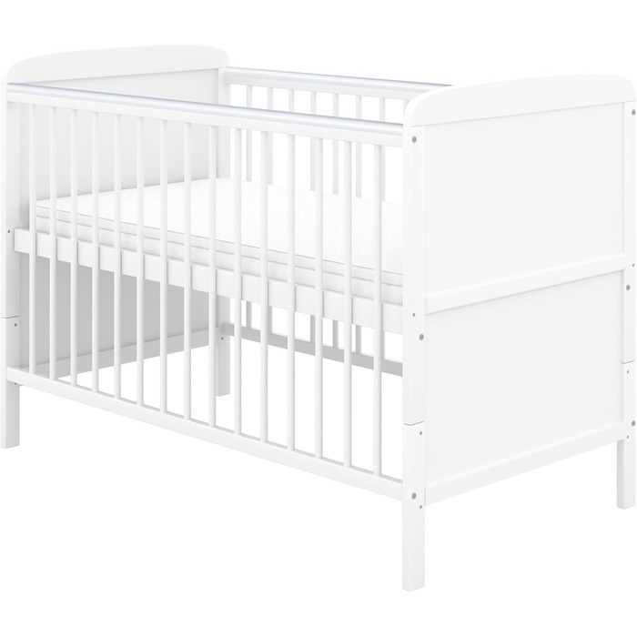 Дитяче ліжечко 70x140 см біле дитяче ліжко-трансформер Natalie з матрацом та прорізувачами для зубів