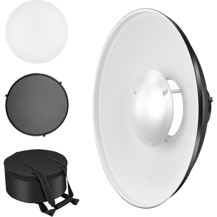 Металевий відбивач Soonpho Beauty Dish, 30 см, рефлектор Bowens Mount з чорною стільниковою сіткою, білий дифузор і сумка для зберігання, фотостудія, рефлектор стробоскопа, сумісний з NEEWER