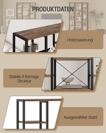 Книжкова полиця Hzuaneri, стояча полиця з 7 рівнями та 18 полицями, регульовані відкриті полиці, для вітальні, офісу, спальні, 30 x 100 x 202 см, вінтажний коричнево-чорний, BC15601B 30 x 100 x 202 см вінтажний коричнево-чорний