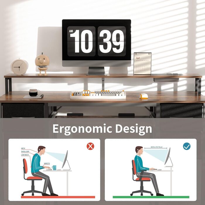 Ігровий стіл BEXEVUE з розетками та світлодіодним освітленням - 120x50 см Сучасний комп&39ютерний стіл з лотком для клавіатури, 4 двосторонні шухляди, велика полиця для зберігання речей для навчання, ігор, роботи, спальні, домашнього офісу 120 x 50 см Кор