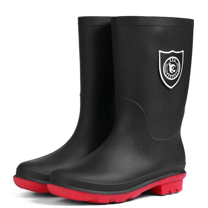 Водонепроникні гумові чоботи Pangolin для жінок та чоловіків, гумові чоботи до середини литки з нековзною підошвою, легко взувати та знімати, робочі чоботи для садівництва, роботи, подвір&39я, чорні/червоні, EU 45