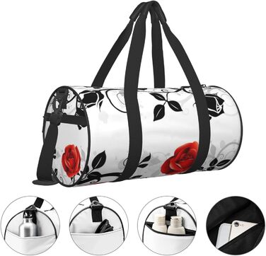Дорожня сумка Tower Paris, кругла, великої місткості, легка та міцна, ідеальний подарунок для походів, відпустки, ділових поїздок та іншого, квітковий дизайн Троянда з плющем з листям, універсальний розмір