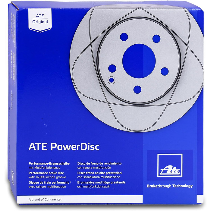 Комплект задніх гальмівних дисків ATE PowerDisc (2 шт.), вентильовані, Ø253 мм