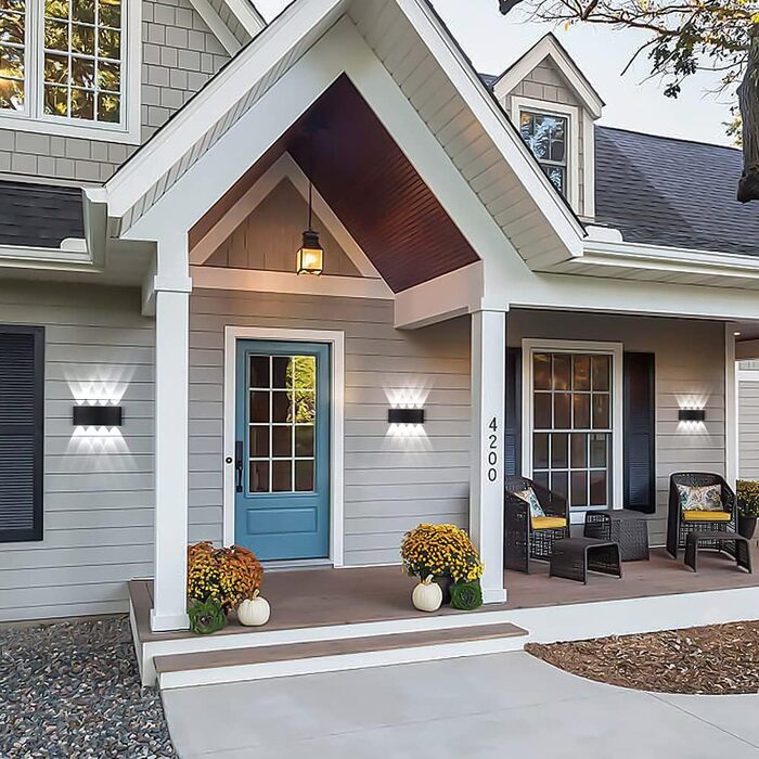 Сучасний внутрішній настінний аплікаційний світлодіодний зовнішній водонепроникний алюмінієвий 18 Вт зовнішній світильник, що застосовується для вітальні, спальні, коридору, сходів, холодного білого 6000K 16 Вт-2 шт. холодного білого, 2 шт.