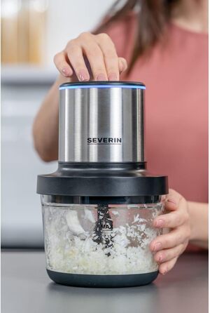 Акумуляторний універсальний подрібнювач, мультишредер для грубого та дрібного подрібнення, подрібнювач з широким набором аксесуарів, нержавіюча сталь чорного матового/матова, KM 3866