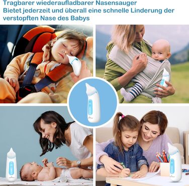 Дитячий електричний назальний аспіратор EasyHome акумуляторний дитячий пилосос, подарунок для новонароджених, малюків, аспіратор д