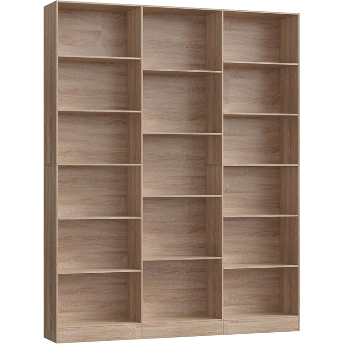 Книжкова шафа FirFurd 188 см, полиця з 17 відділеннями, книжкова шафа, окремостояча полиця, полиця для зберігання, для вітальні, офісу, кабінету, 149 x 23,5 x 188 см, дуб