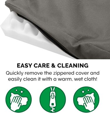 Ортопедичне ліжко для собак Furhaven середнього розміру, водостійке, для використання в приміщенні/на вулиці, з логотипом Oxford Polycanvas, зі знімним чохлом, що прається - сірий колір, середній розмір Д 76 x Ш 51 x В 8 см