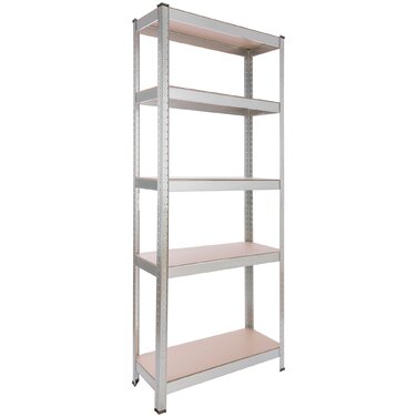 Надміцний стелаж Arebos 180x75x30 см Вантажопідйомність 350 кг 5 полиць з МДФ Легке складання за допомогою вставної системи Оцинкований