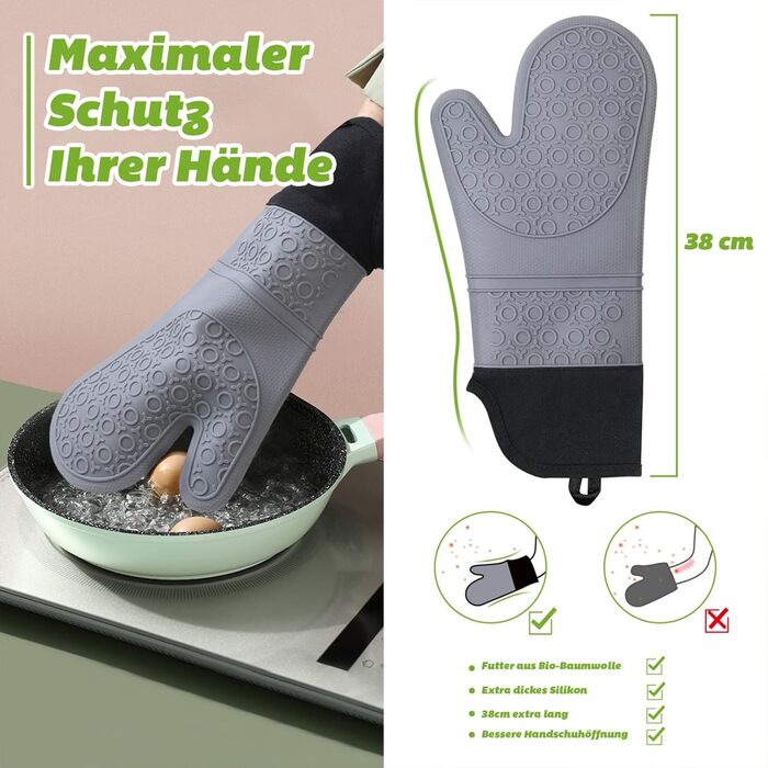 Рукавички для духовки Тримачі для духовки Рукавички для випічки Силікон Набір кухонних рукавичок термостійкий 230C- 2 рукавички дл