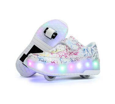 Роликові ковзани HUSKSWARE, взуття для хлопчиків та дівчаток, 4 колеса, взуття для скейтбордингу, регульоване, дитяче взуття з колесами, чорно-біле, розміри 28-40 EU, 668 білий, 2 колеса, розмір 31 EU