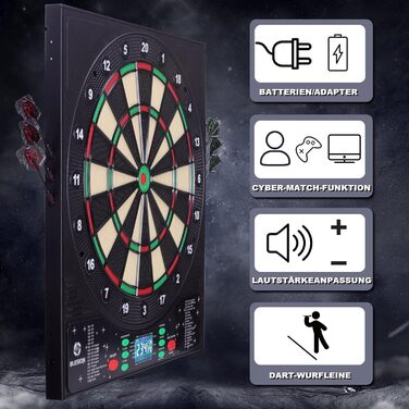 Електронна мішень для дартсу 2024 року Оновлена електронна мішень для дартсу з 6 дротиками Інноваційний автомат для дартсу з німецьким голосом - підходить для батарейок/адаптерів Classic