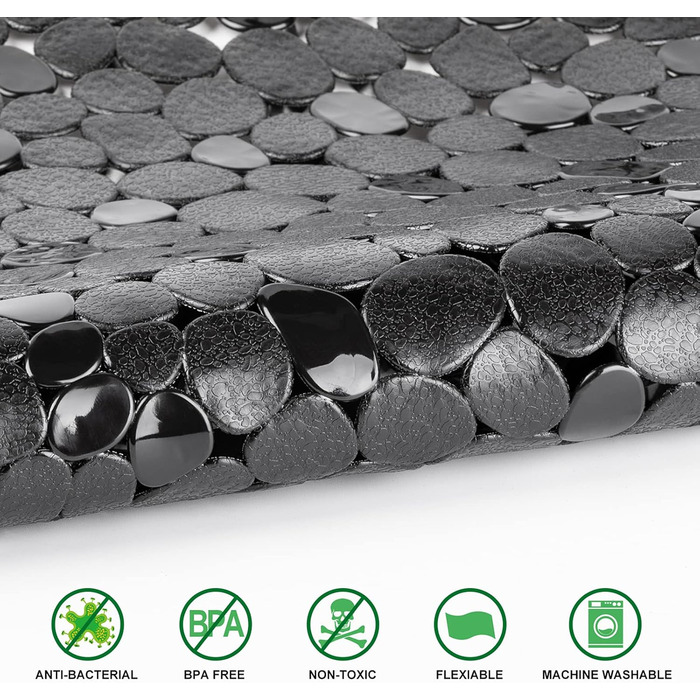 Килимок для душу, нековзний пластиковий килимок для дітей та сім'ї (чорний, квадрат-5454 см) Чорний квадрат-5454 см