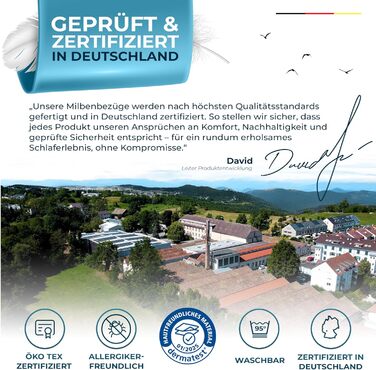 Підковдра Glckstoff із захистом від кліщів 135x200 Сертифіковано в Німеччині - Гіпоалергенна постільна білизна проти кліщів - Гіпоалергенна постільна білизна - Підковдра із захистом від кліщів - Чохол для захисту від кліщів 135 x 200 см