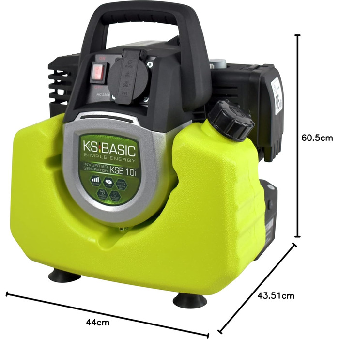 Інверторний генератор KSB 10i, генератор потужністю 1000 Вт, електронне перетворення електричної енергії, аварійний генератор живлення для чутливих електроприладів, двигун Euro 5, розетка Schuko 230 В, клас захисту IP23M, Blue 10i