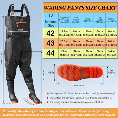 Вейдерси Eiito для чоловіків та жінок, водонепроникні вейдерси для чоловіків, водонепроникні вейдерси для чоловіків з черевиками, міцні водонепроникні рибальські вейдерси з черевиками для риболовлі, ідеальні вейдерси для ставка та використання на природі,