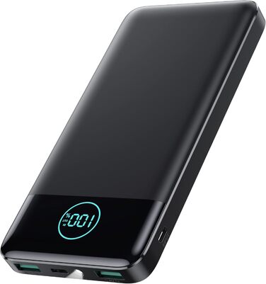 Ультратонкий Power Bank PD USB C Вхід і вихід 3.0A Зовнішній акумулятор з ліхтариком, Power Bank LED Display Акумулятор Сумісний з iPhone 14 Pro 13 12 Samsung Huawei iPad - чорний, 13800mAh