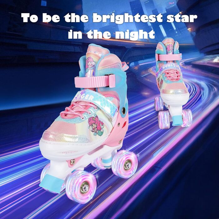 Дитячі роликові ковзани - Регульовані роликові ковзани для дівчаток та хлопчиків, Дихаючі дитячі роликові ковзани, 4 розміри з регулюванням, Дитячі роликові ковзани для дівчаток, хлопчиків, дітей, початківців, для використання в приміщенні та на вулиці, M
