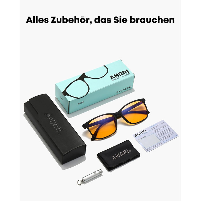 Окуляри ANRRI з бурштиновими лінзами для захисту від синього світла та покращення сну