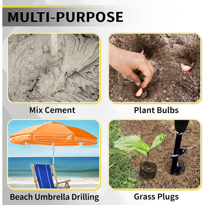 Універсальний набір ґрунтобурів для дриля 4x42 см та 9x40 см, садовий бур для шуруповерта, легкий спіральний бур, бур для посадки цибулин, овочів та неглибоких садових робіт, чорний 4x42 9x40 см