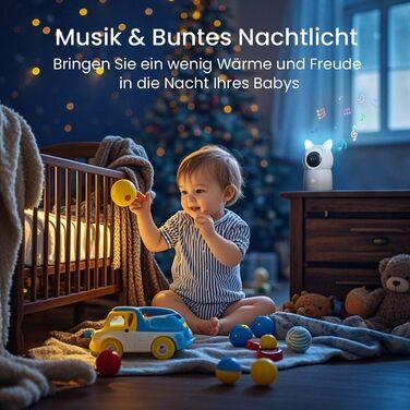 Радіоняня CZEview BM6 із камерою 2K і 4-кратним зумом, відеоняня HD 5,5 дюйма з Wi-Fi із додатком, нічне бачення, виявлення руху,