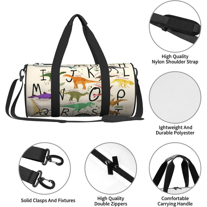 Дорожня сумка Tower Paris, кругла, великої місткості, легка та міцна, ідеальний подарунок для походів, відпустки, ділових поїздок та іншого. Стильний дизайн з динозаврами, універсальний розмір.