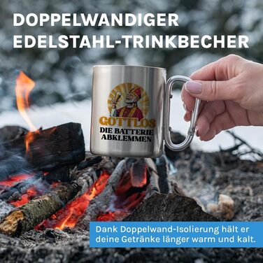 Стаканчик для пиття з нержавіючої сталі з карабіном Ідея подарунка 330 мл Стаканчик Келихи для кемпінгу Срібний класичний