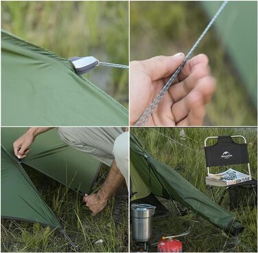 Намет Naturehike Cloud up 1, надлегкий намет, одномісний намет, намет на 1 особу на 4 сезони, кемпінговий намет 20D, лісово-зелений, покращений