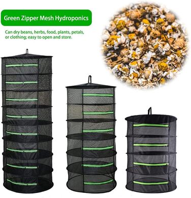 Сушильна сітка для трав, 4-х шарова сушарка для рослин Сушильна стійка на блискавці, складна підвісна Підходить для сушіння сухоцв