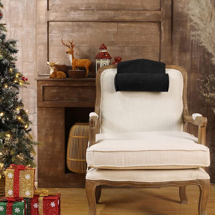 Подушка для шиї Weysat для шезлонга, подушка для голови, регульована плюшева подушка, валик для шиї, нековзка, флісова, для дивана, подушка для підтримки шиї та голови для подорожей, дому, крісла-реклайнера, дивана, крісла (чорна)