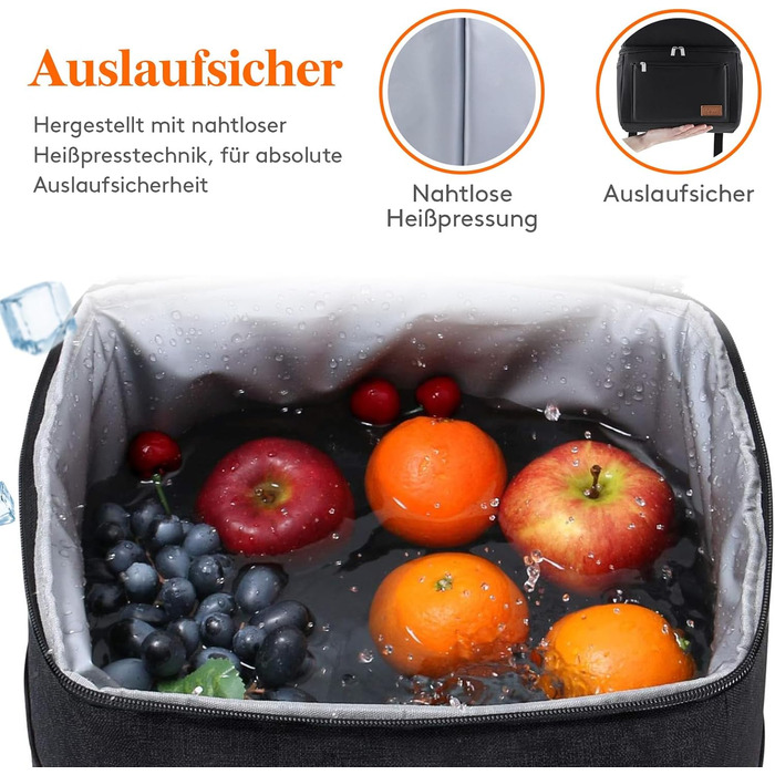 Ізольована сумка-холодильник Lifewit 21L 30 Can, термосумка для обіду, рюкзак-холодильник, герметична двоповерхова сумка-холодильник для чоловіків, жінок, мам для обіду, пікніка, покупок, подорожей, чорна