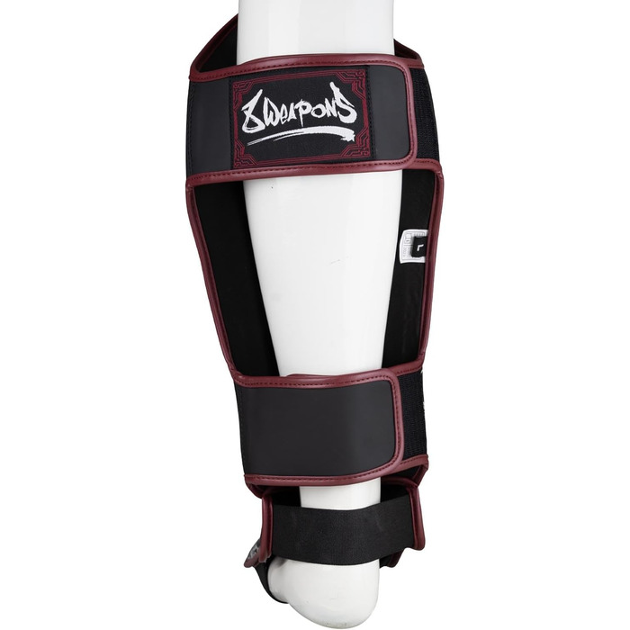 ВИДІВ ЗБРОЇ Щитки для гомілок Sak Yant Naga, чорно-коричневі, для тренувань та змагань, високоякісна синтетична шкіра та ідеальна амортизація, муай-тай, K1, MMA, карате та кікбоксинг, 8