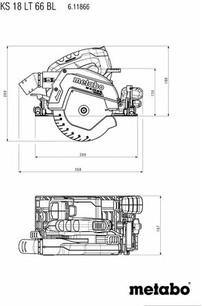 Акумуляторна дискова пила Metabo KS 18 LTX 66 BL 18В - metaBOX 340 - 611866840