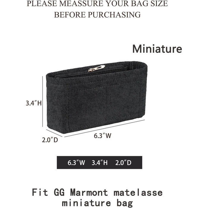 Організатор для гаманця Chispee, повстяна сумка, органайзер, підходить для GG Marmont Matelasse, сумка через плече, зберігання та