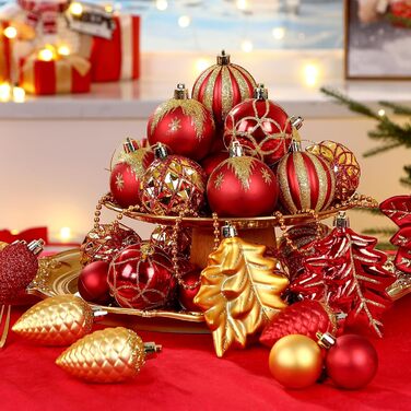 Набір різдвяних прикрас 106 шт рубіново-червоного та золоті SHareconn