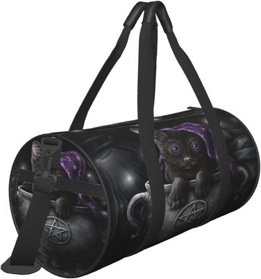 Дорожня сумка Wicca, чорна, з принтом кота, для жінок та чоловіків. Ідеальна для подорожей та на ніч, в стилі Вікка та язичництва.