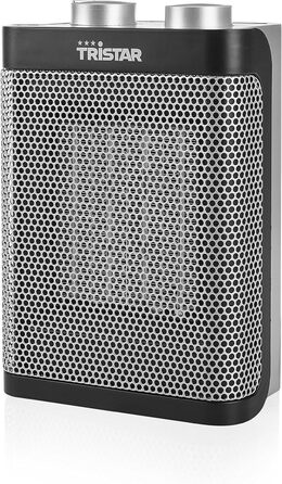 Електричний керамічний вентилятор-обігрівач Tristar - 3 регульовані рівні потужності/регульований термостат/функція вентилятора, KA-5064, чорний, сріблястий вентилятор-обігрівач (настільний)