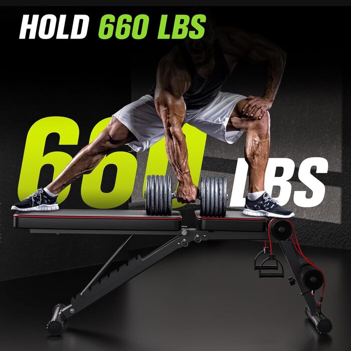 Складана та регульована лава для силових тренувань, багатофункціональна похила лава для тренувань усього тіла, фітнес-лава 6-в-1 для використання вдома або в тренажерному залі, вантажопідйомність 300 кг