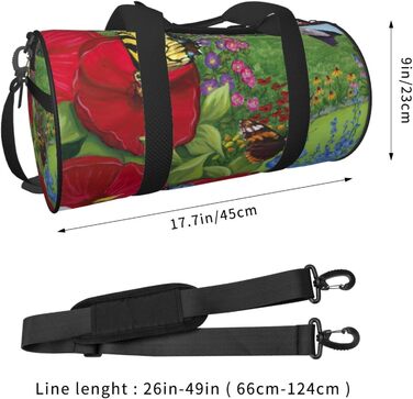 Дорожня сумка-циліндр з принтом Птахи, метелики, квіти, спортивна сумка для чоловіків та жінок, сумка для подорожей, спортивна сумка