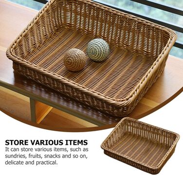 Плетений кошик для зберігання BESTonZON, квадратний, 40x30x12 см, кошик для фруктів, хлібниця, сервірувальний кошик, органайзер для робочого столу, багатофункціональна коробка для зберігання
