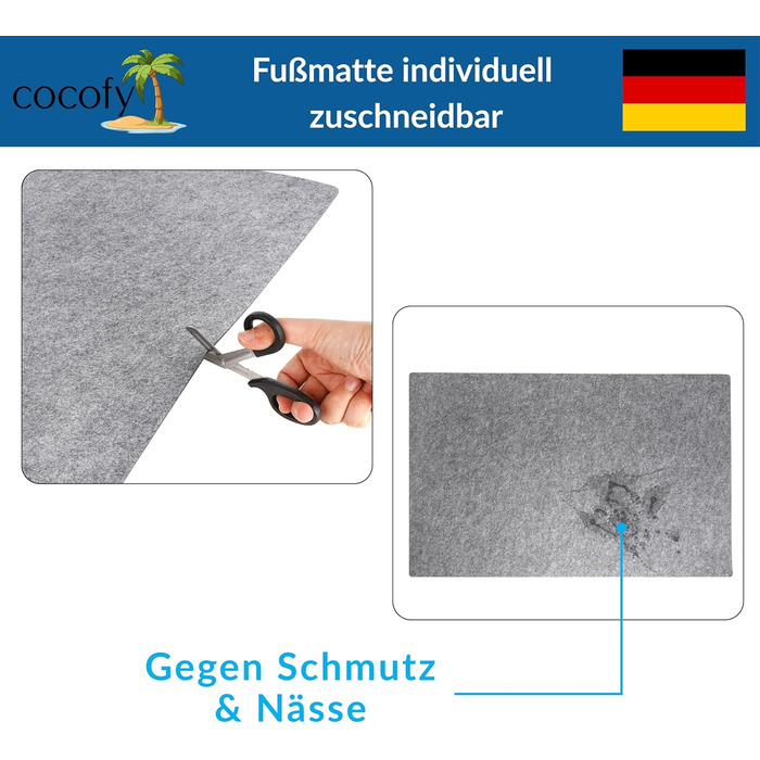 Тонкий надзвичайно плоский килимок для дверей товщиною 2 мм, 60x90 см, тонкий килимок для внутрішніх приміщень, тонкий повстяний килимок з протиковзкою підкладкою, килимок для внутрішніх приміщень, сірий, 90 см x 60 см