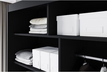 Шафа-купе з розсувними дверима чорного кольору 180x215x58 см з дзеркалом - Меблі для спальні, Місця для зберігання - Універсальна шафа, 3