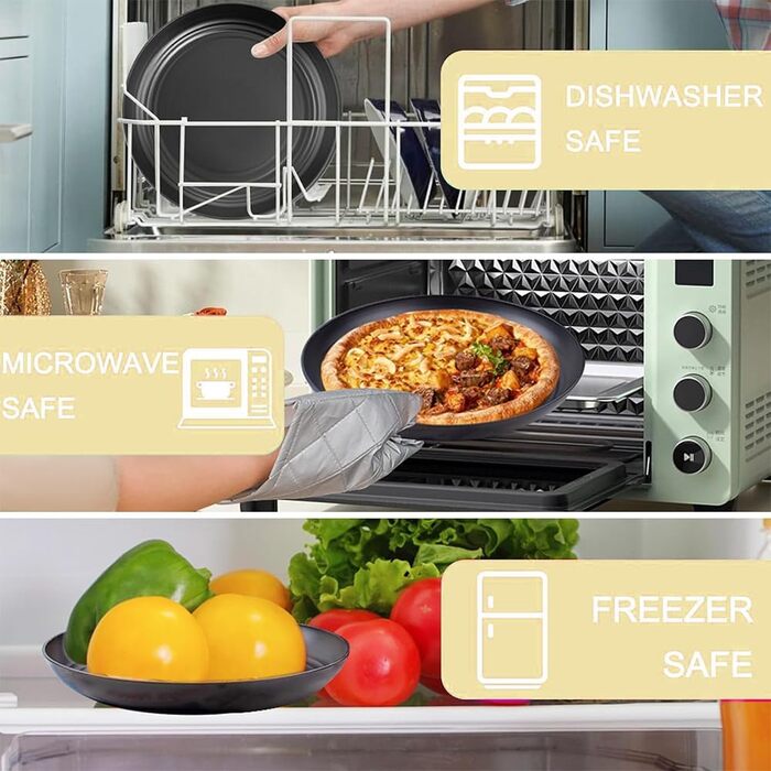 Набір посуду для кемпінгу з нержавіючою сталлю, міцний пластиковий посуд, легкий, яскравий та багаторазовий для пікніків, барбекю та саду, придатний для миття в посудомийній машині, чорний