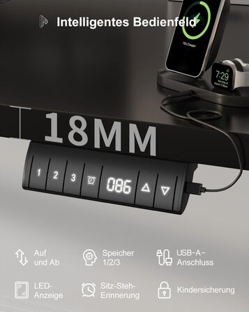 Стіл Homall з регульованою висотою 160x80 см з портом зарядки USB-A, електричний стіл з лотком для кабелів, стіл для роботи стоячи з 3 функціями пам&39яті, комп&39ютерний стіл чорного кольору 160x80см чорний