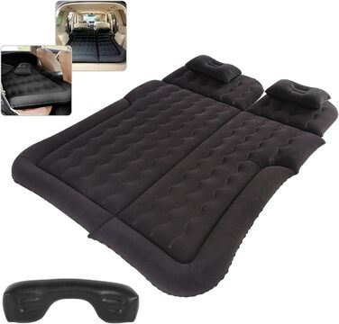 Надувний матрац AYNEFY для автомобілів позашляховиків, портативний надувний матрац, товстіший надувний матрац для заднього сидіння автомобіля (чорний)