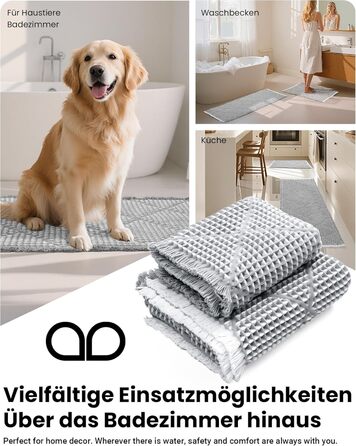 Великий комплект килимків для ванної кімнати з 2 предметів, нековзний килимок для ванної, що миється, сірий килимок для ванної, килимок для ванної в стилі бохо, ромбічні килимки для ванної кімнати, декор для пральні, 51 x 120 см килимок для ванної 46 x 77