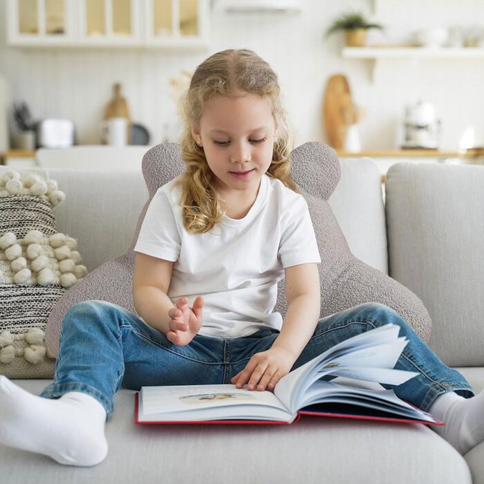 Подушка для читання Mingfuxin для ліжка та дивана, подушка для читання для дітей та дорослих, щоб сидіти на ліжку, подушка для читання зі спинкою, подушка для підтримки підлокітників зі знімним чохлом для спокійного перегляду телевізора, світло-сіра