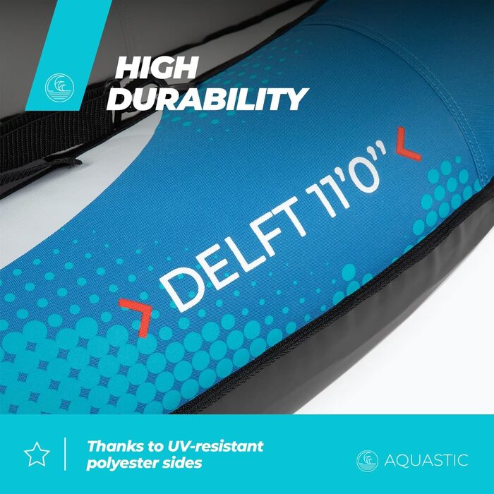 Надувний каяк AQUASTIC Kayak Dolph 11&390&39 для 2 осіб з двома сидіннями, надувним стабілізатором та захисним чохлом 335x96 см. Ідеально підходить для рафтингу та екскурсій. Міцний ПВХ-матеріал.