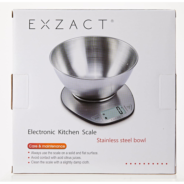 Цифрові кухонні ваги EXZACT з нержавіючої сталі - електронні кухонні ваги зі знімною чашею для випікання та приготування їжі - фун