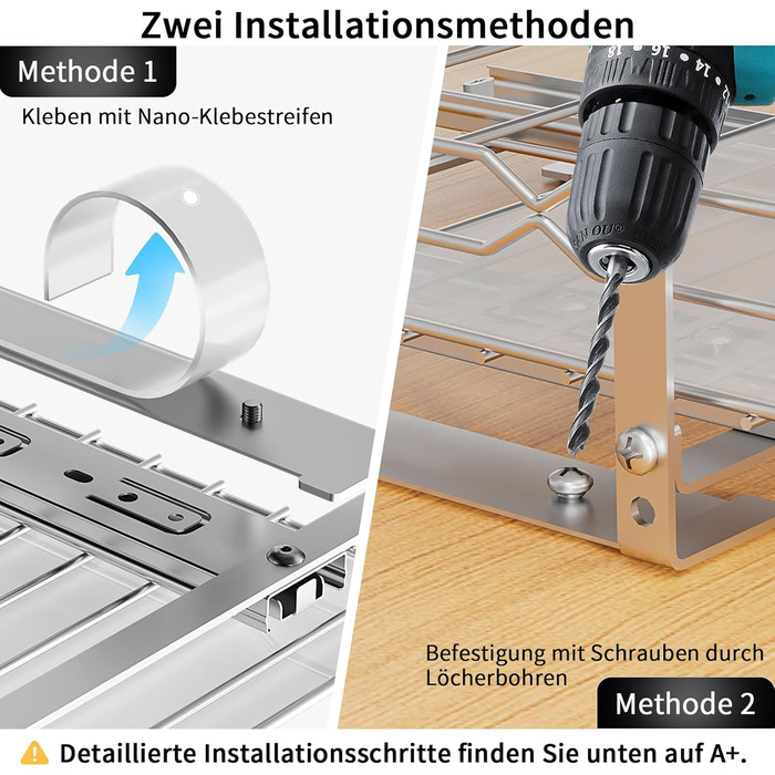 Розсувна підставка для спецій, органайзер для спецій з нержавіючої сталі, 2-рівневий кухонний органайзер з регульованою висотою, система підставок для спецій для кухонних шаф, стояча підставка для спецій для внутрішньої частини шаф, 26,4 см x 23,4 см x 23